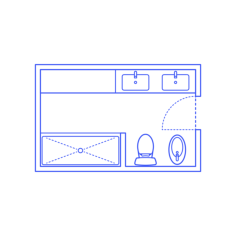 Layouts Bathrooms Primary Shower Bidet 2 Wall Facing Monoline Svg Vector, Free Vectors File